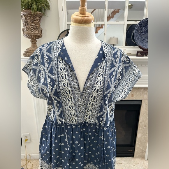 Melissa Neptune Blue and White Patterned Boho Dress - Picture 2 of 10